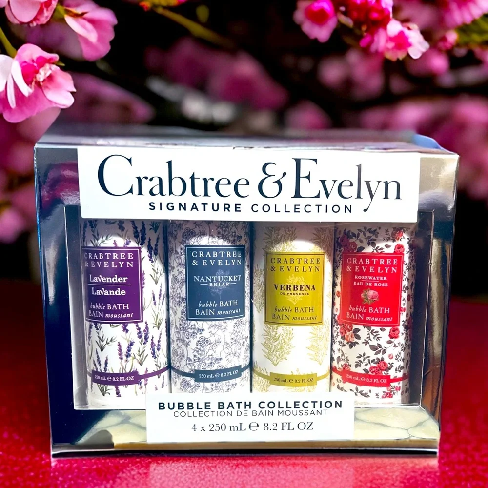 Crabtree & Evelyn NWT Signature Assortment Bubble Bath Collection 4 x 8.2 Fl Oz - Picture 1 of 9